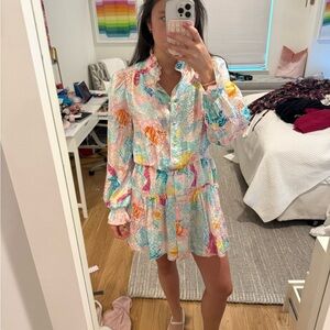 HUNTER BELL Multicolor Printed Tiered Mini Dress